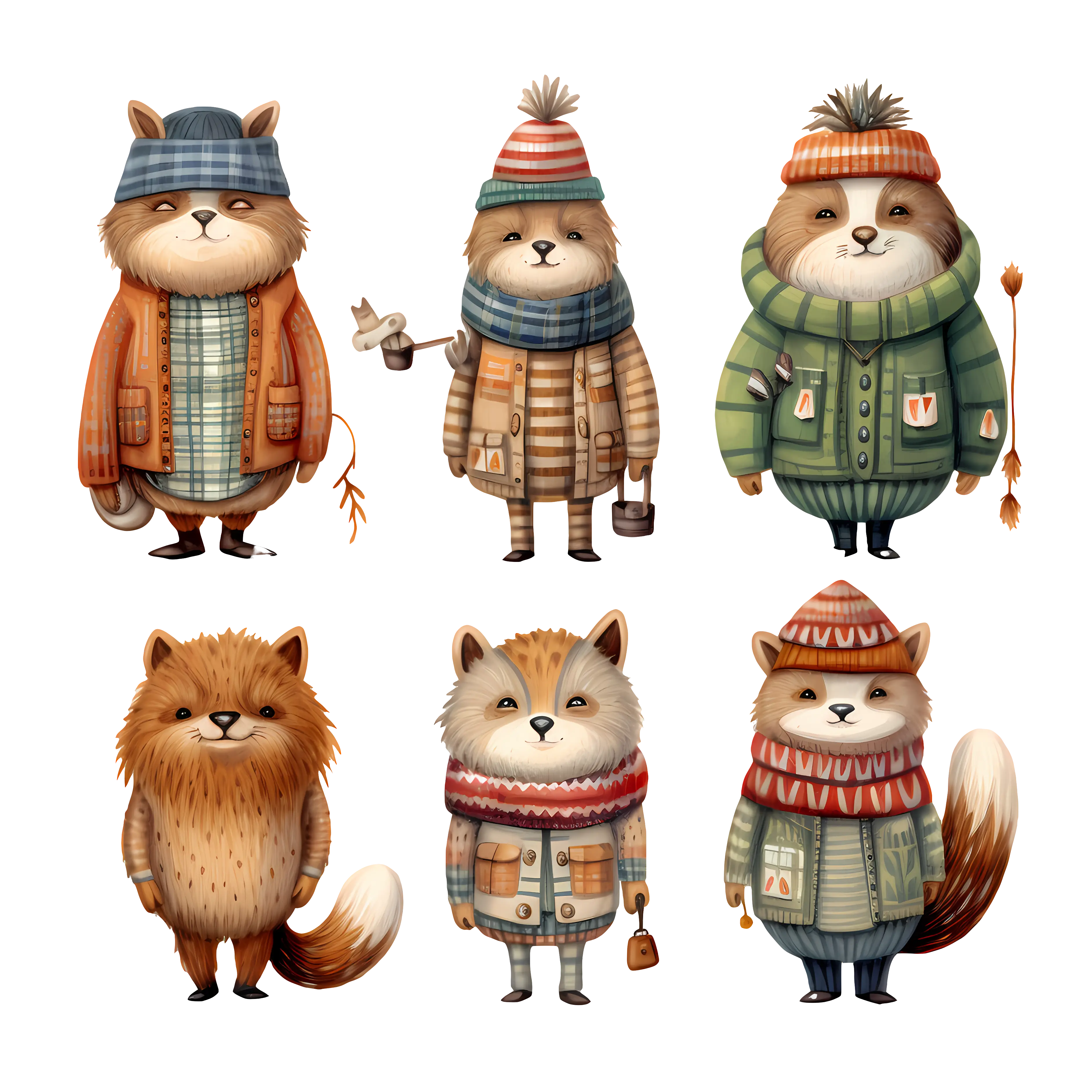 Cute Foxes in Winter Clothing