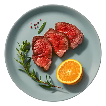 Steak with Orange and Herbs on Plate