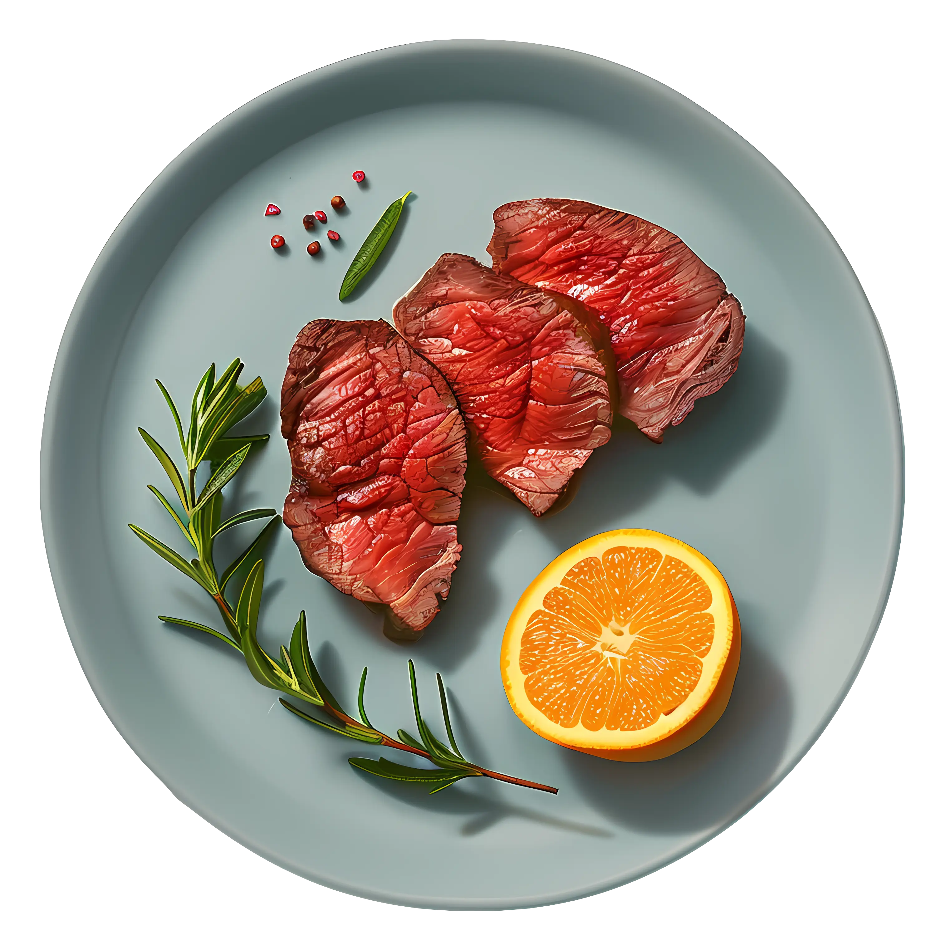 Steak with Orange and Herbs on Plate