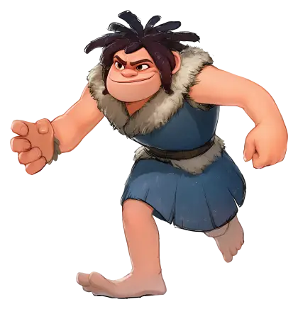 Cartoon Caveman in Action