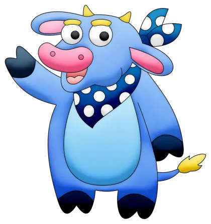 Cute Cartoon Blue Cow Illustration
