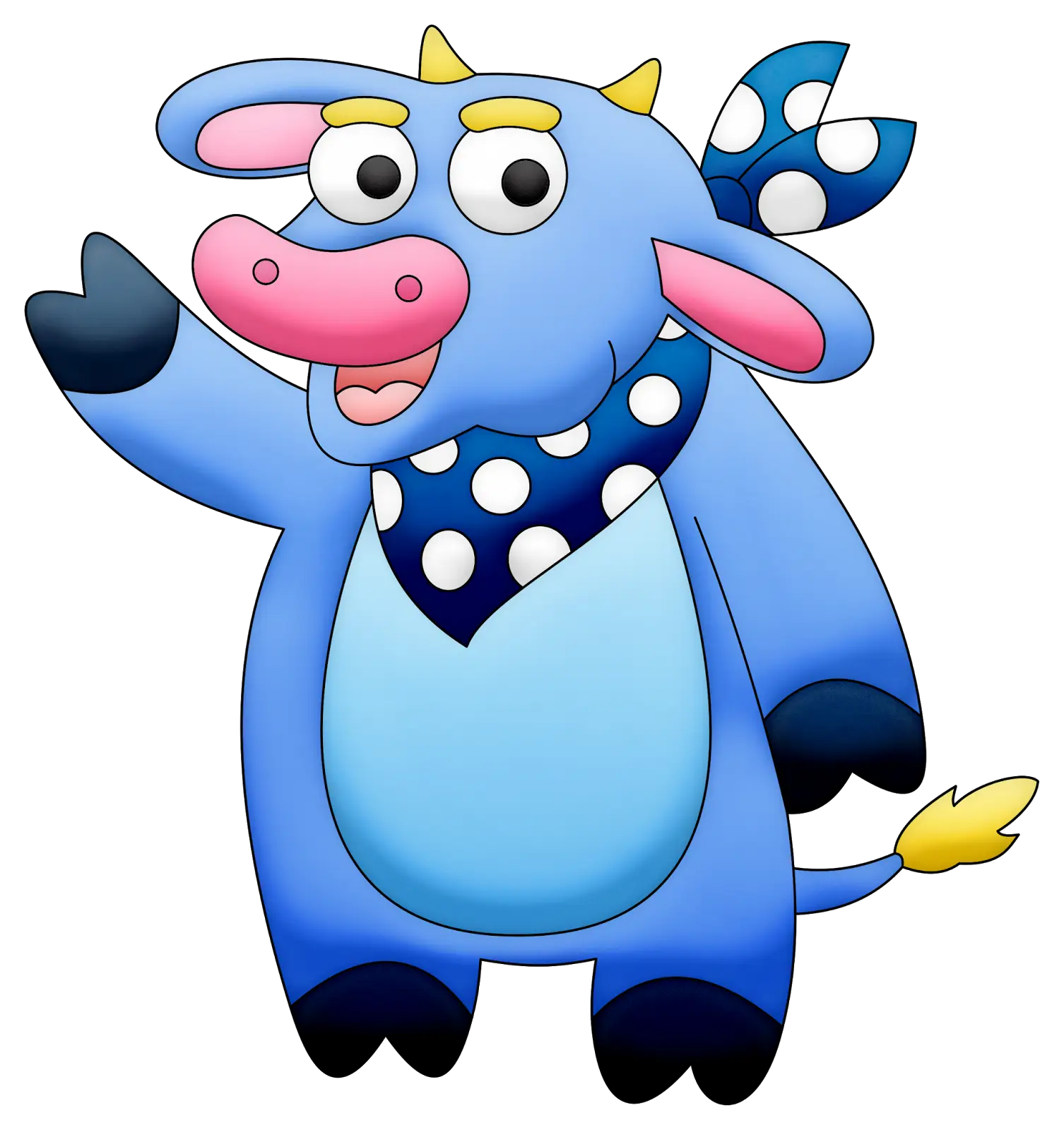 Cute Cartoon Blue Cow Illustration