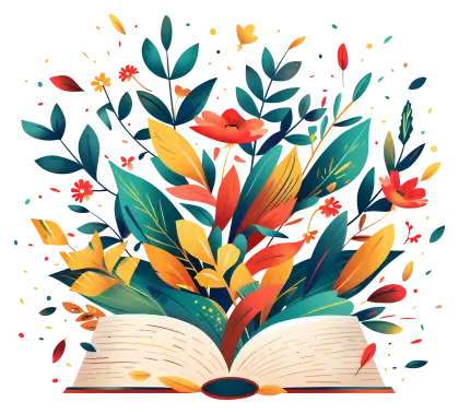 Open Book Blooming with Plants and Flowers