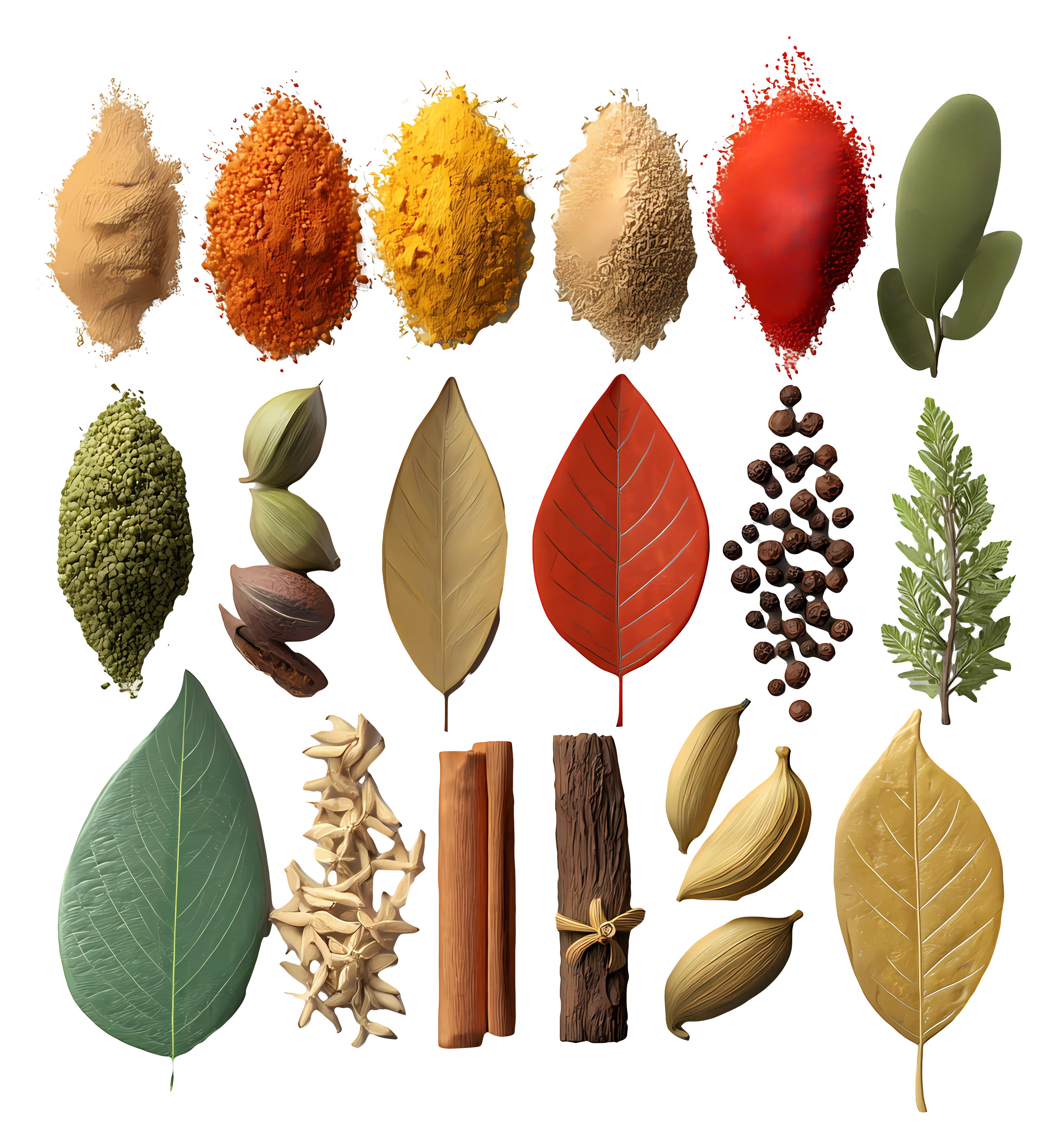 Assorted Spices and Leaves