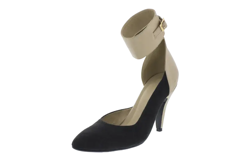 Black and Beige High-Heel Fashion Shoe