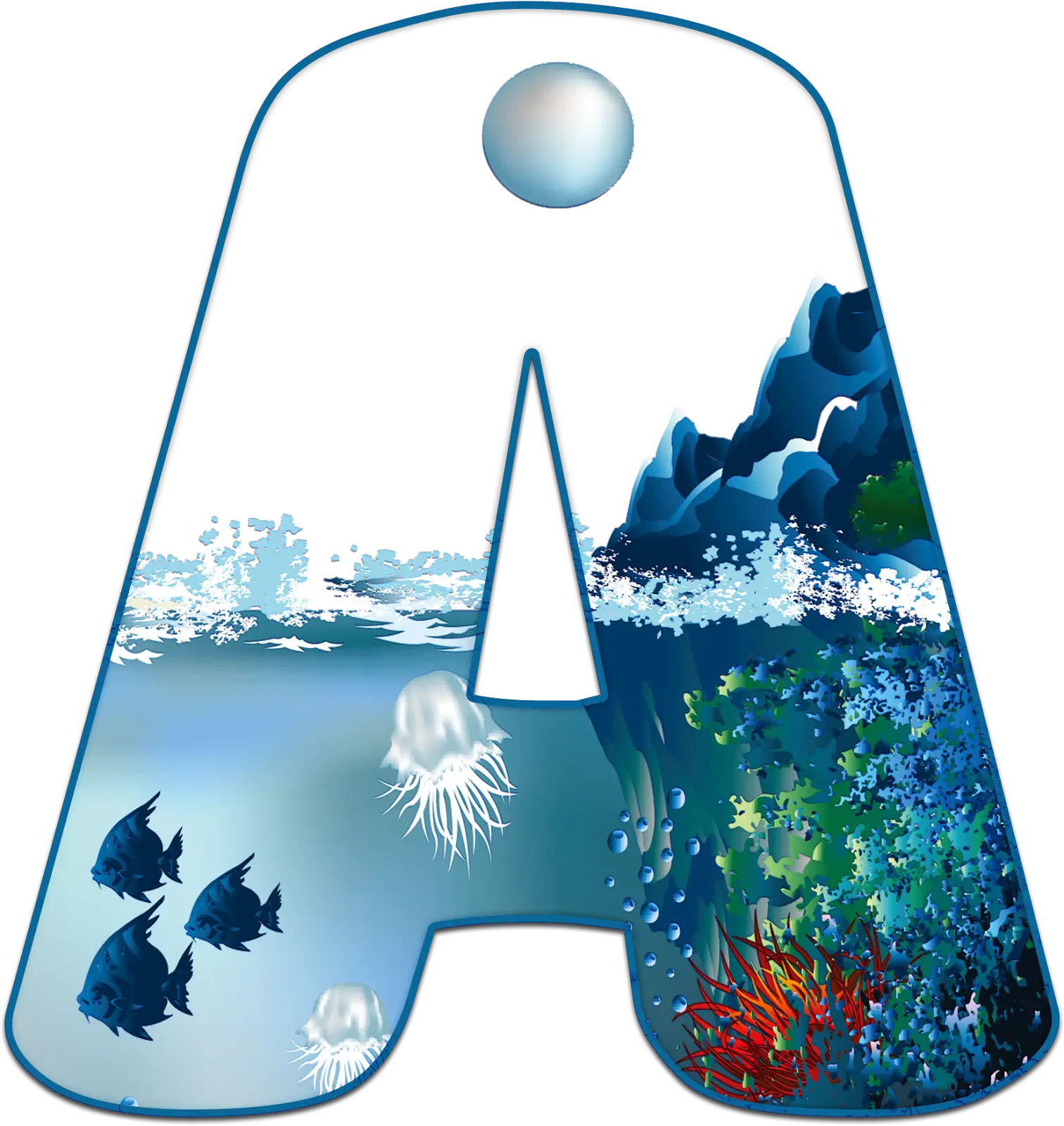 Ocean Themed Letter A