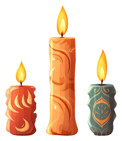 Stylized Decorative Candles with Flame