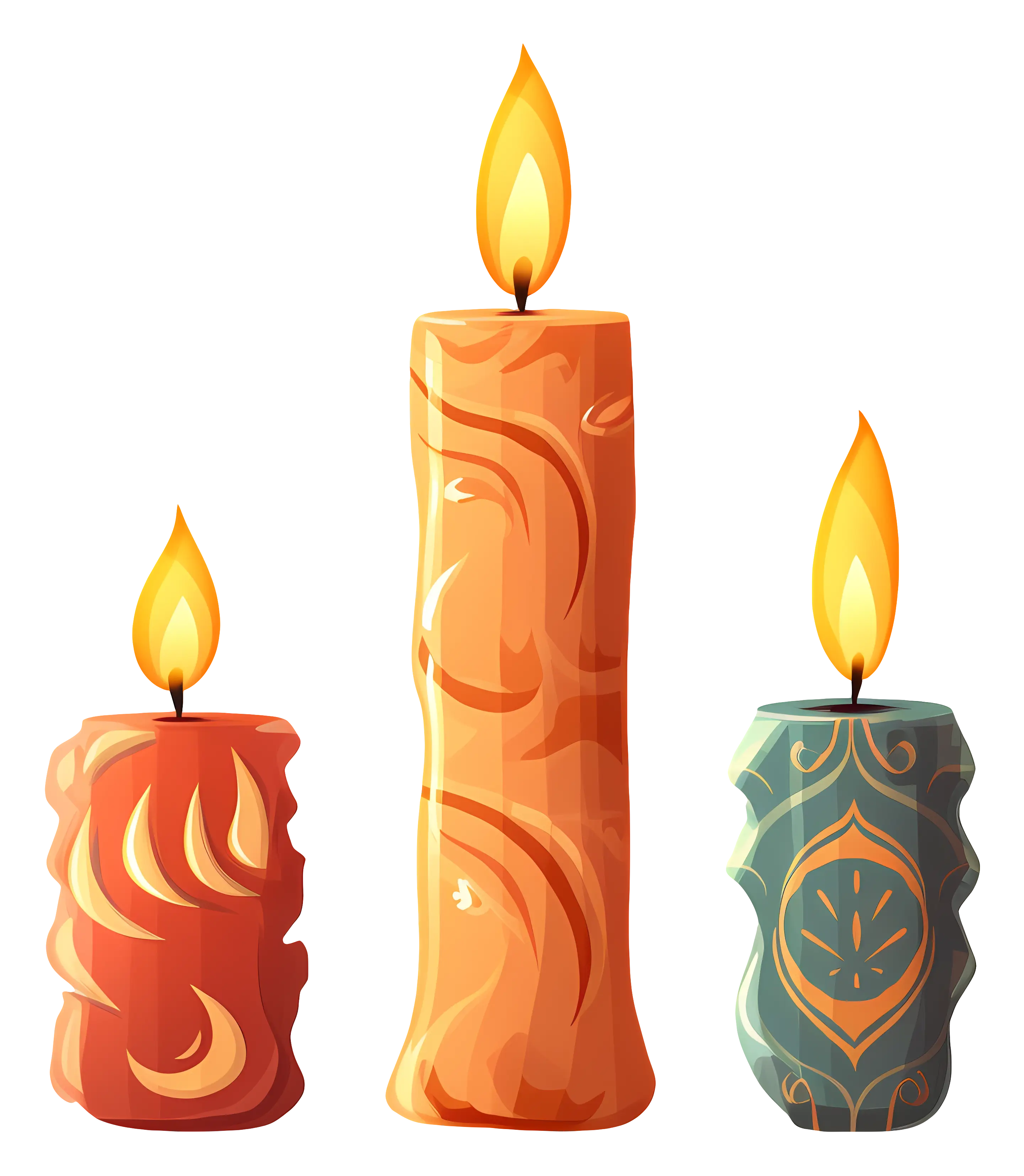 Stylized Decorative Candles with Flame