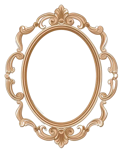 Golden Oval Picture Frame with Ornate Design