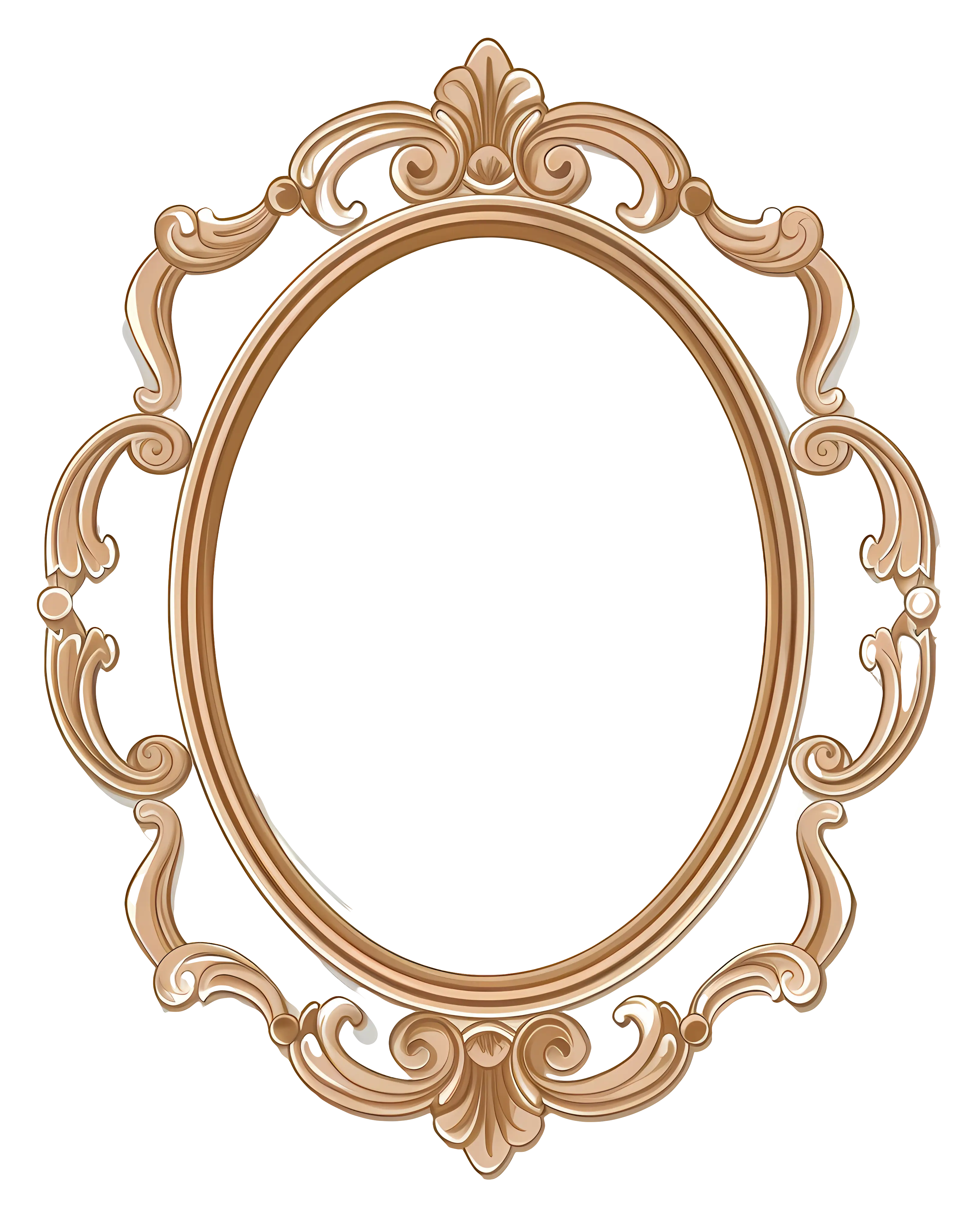 Golden Oval Picture Frame with Ornate Design
