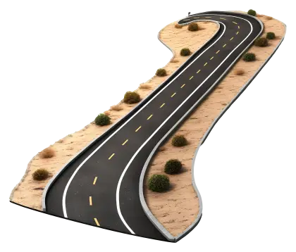 Curved Road in Desert Landscape