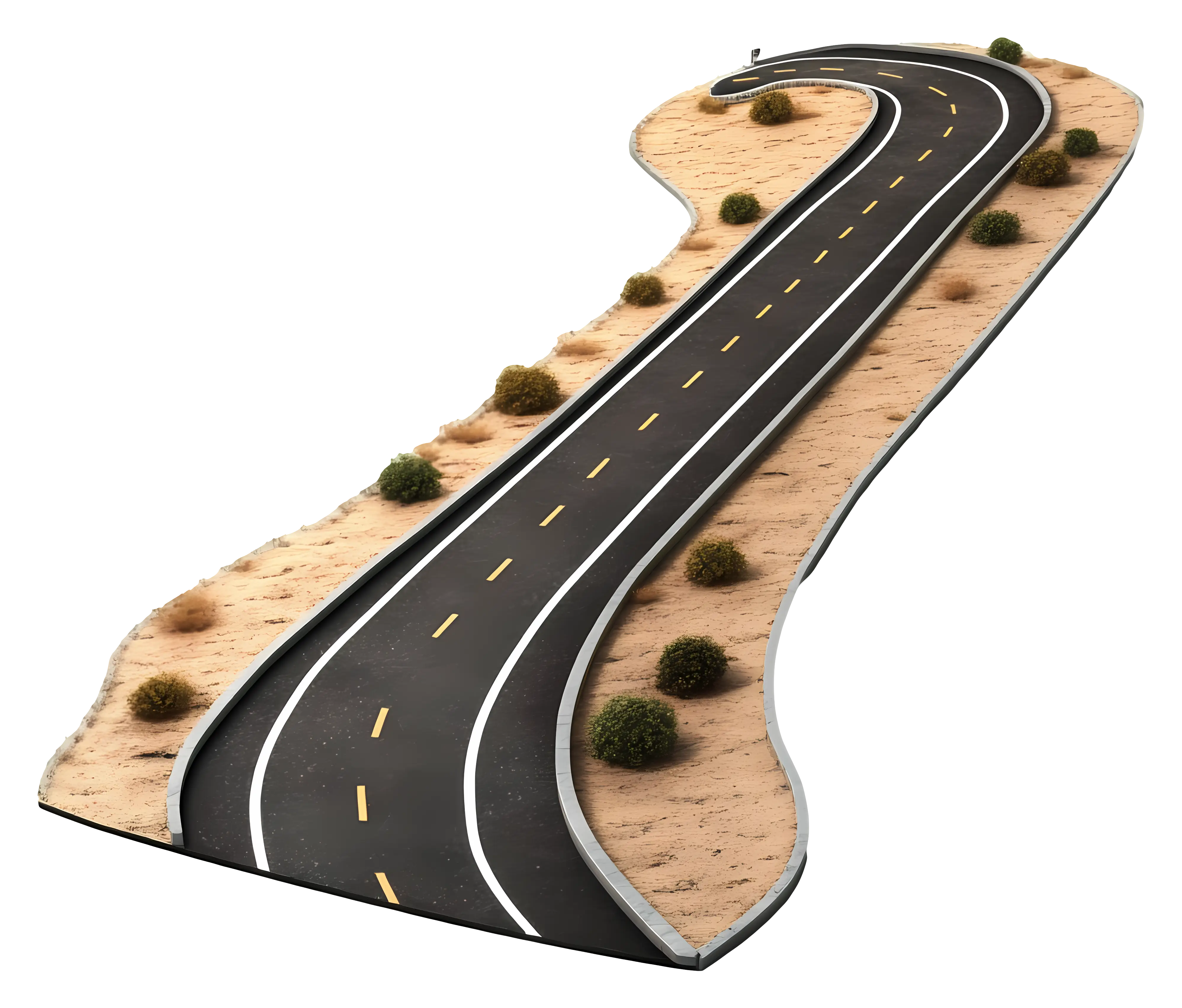 Curved Road in Desert Landscape