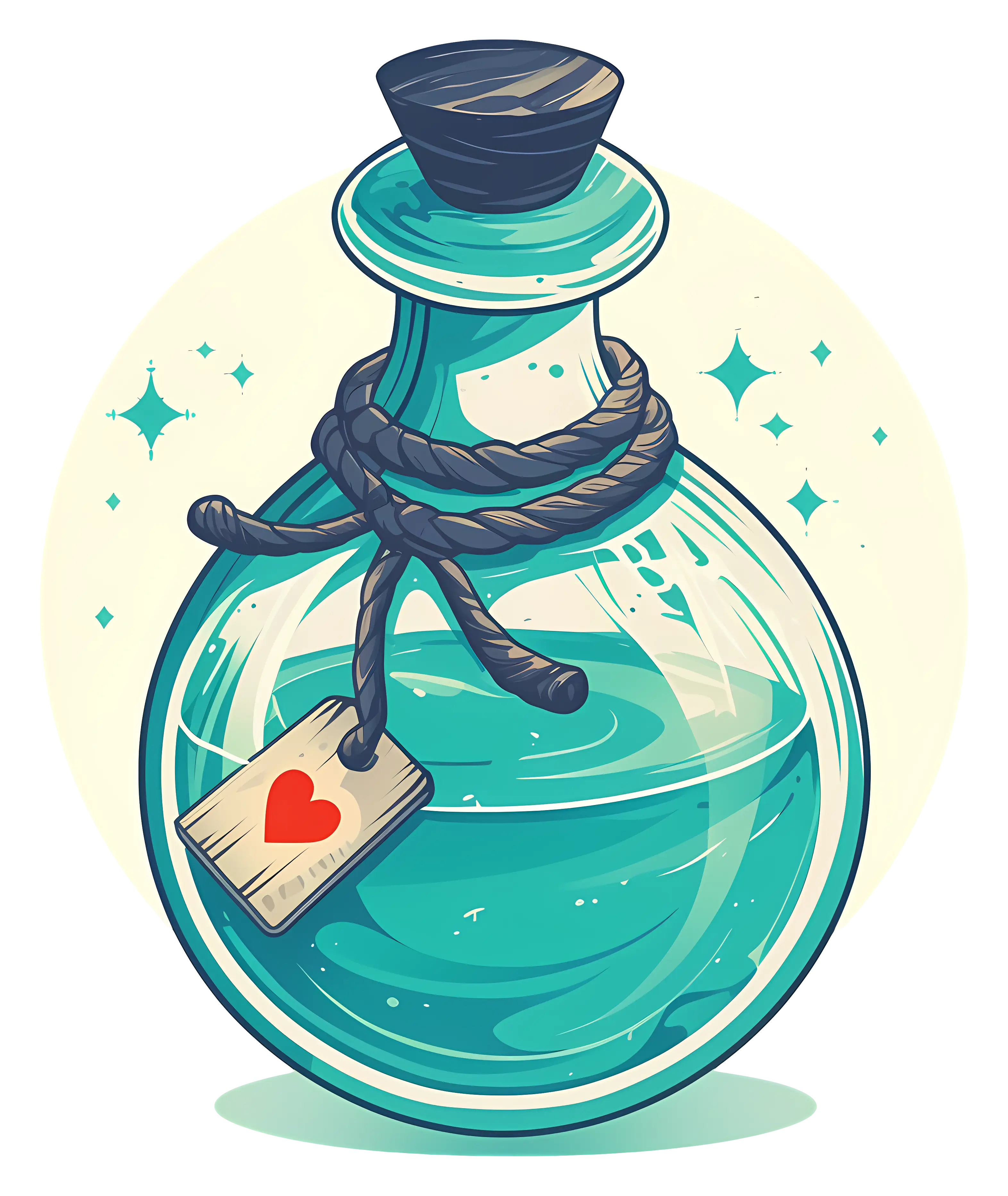 Magical Glass Potion Bottle with Heart Tag
