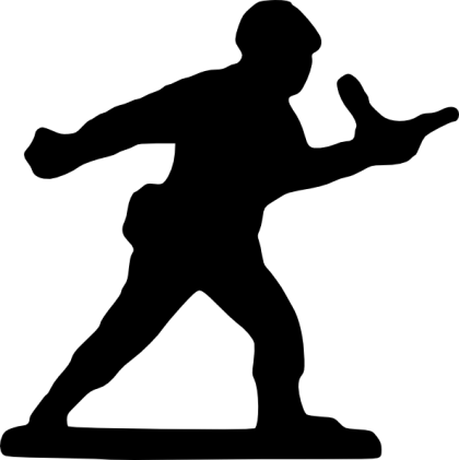Silhouette of Soldier Throwing Pose
