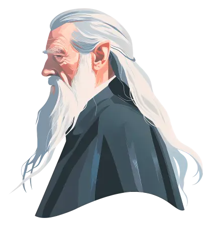 Old Man with Long Hair and Beard in Profile