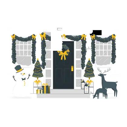 Christmas House Decor with Snowman and Reindeer