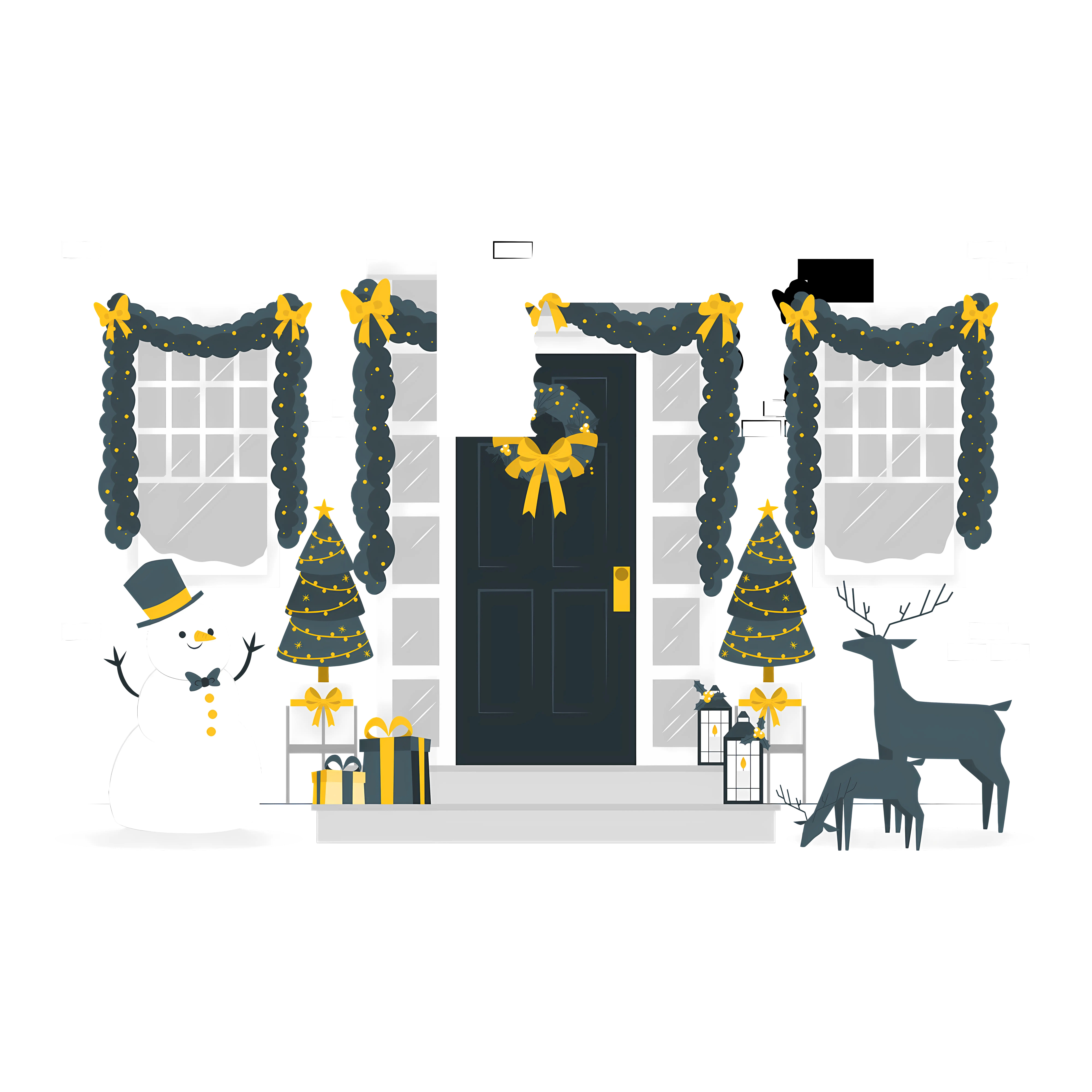 Christmas House Decor with Snowman and Reindeer