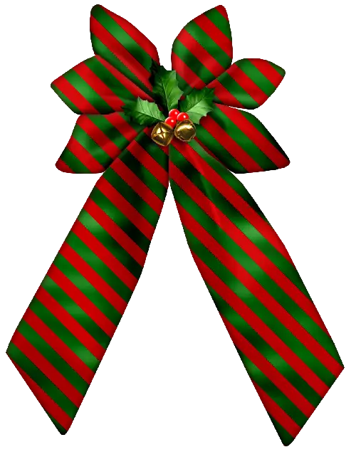 Red and Green Striped Decorative Bow for Christmas