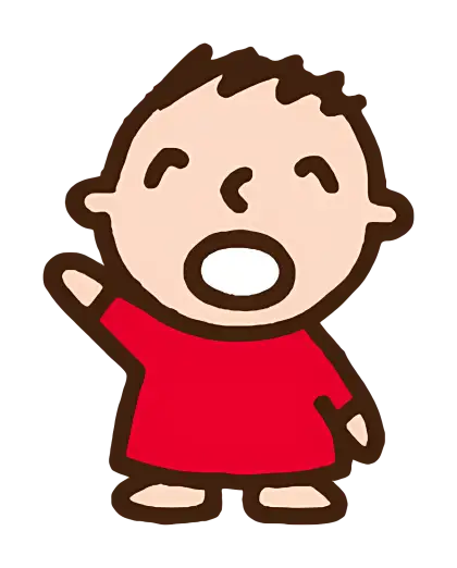 Cartoon Child Waving in Red Shirt