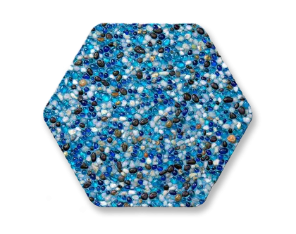Hexagonal Mosaic Blue Tile Design