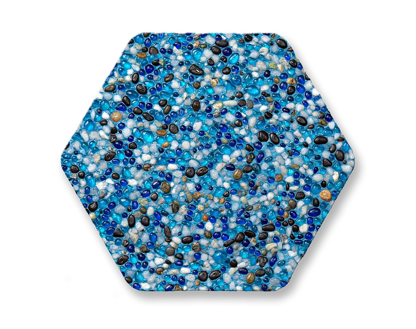 Hexagonal Mosaic Blue Tile Design
