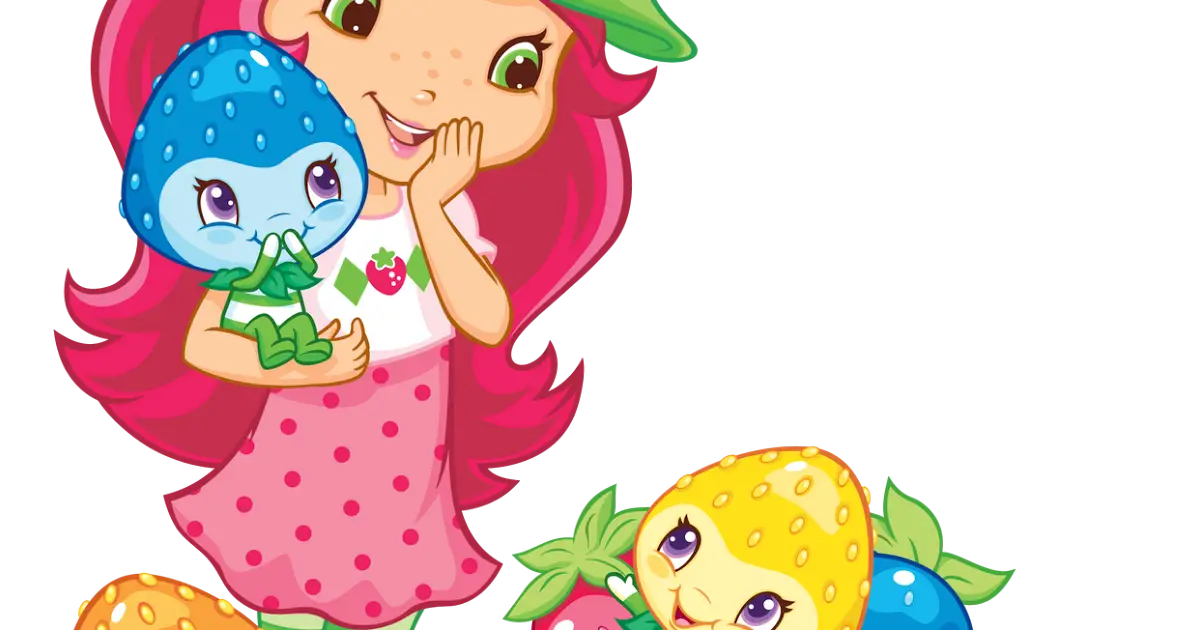 Cartoon Girl with Strawberry and Cute Characters