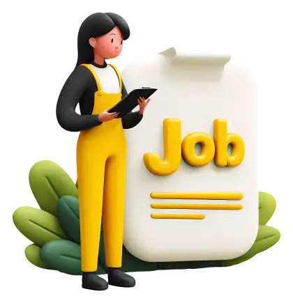 Job Poster with Woman in Yellow Overalls