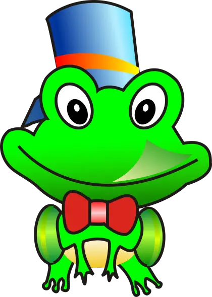 Cartoon Green Frog with Hat