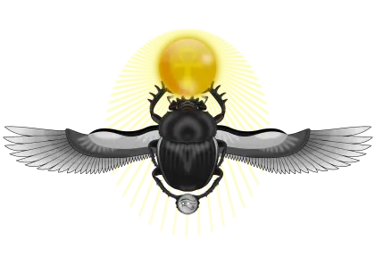 Scarab Beetle with Glowing Sun Illustration