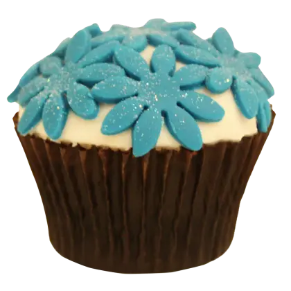 Cupcake with Blue Flower Decorations