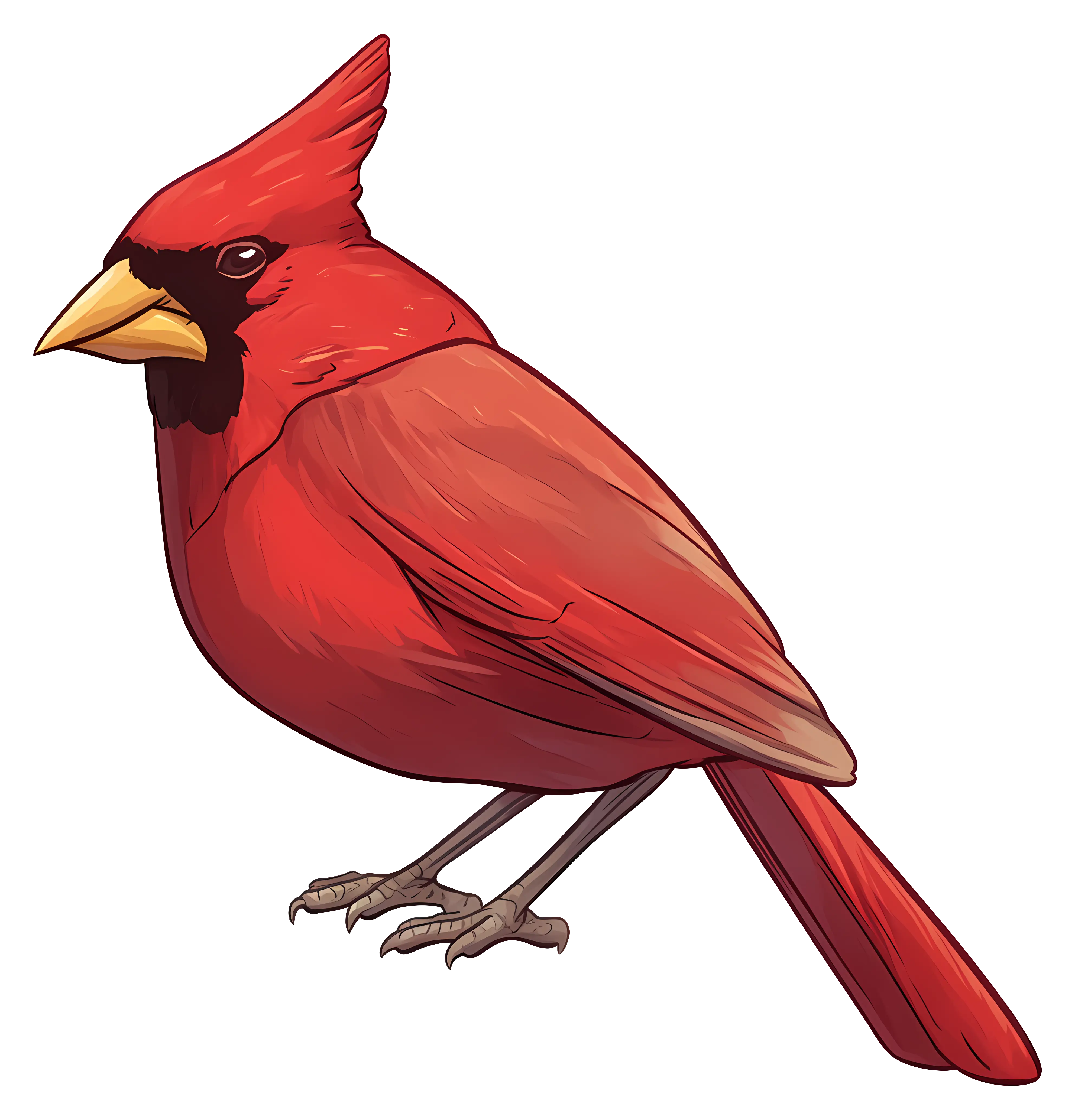 Vibrant Red Cardinal Bird Illustration