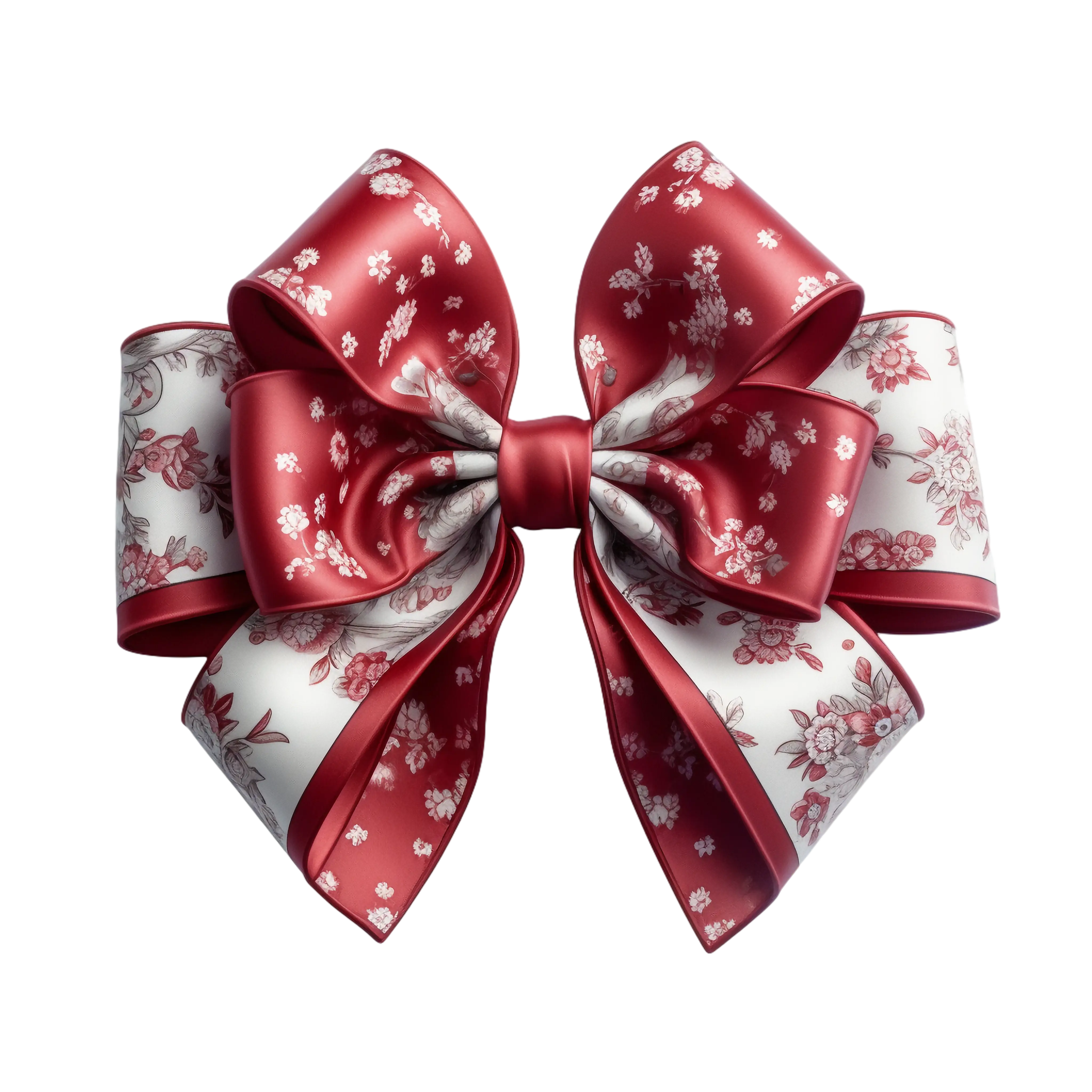 Elegant Floral Red Ribbon Bow for Decoration