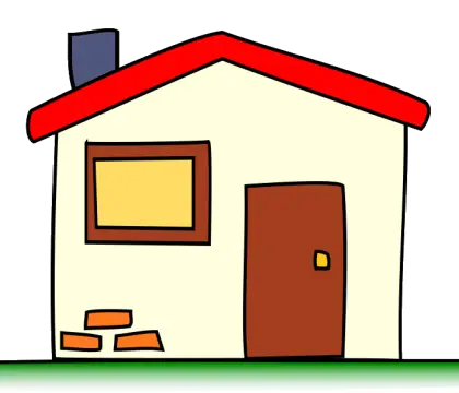 Cartoon-Style House with Red Roof