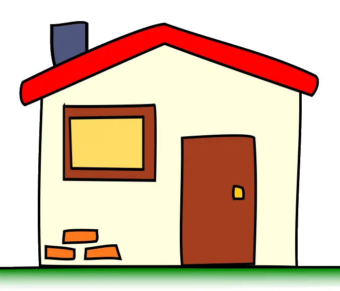 Cartoon-Style House with Red Roof