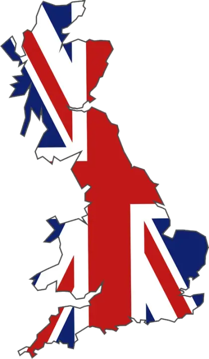 United Kingdom Map with British Flag Design
