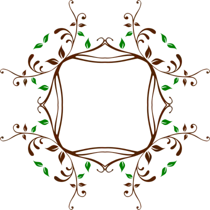 Decorative Floral Frame with Green Leaves
