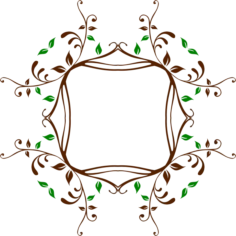 Decorative Floral Frame with Green Leaves