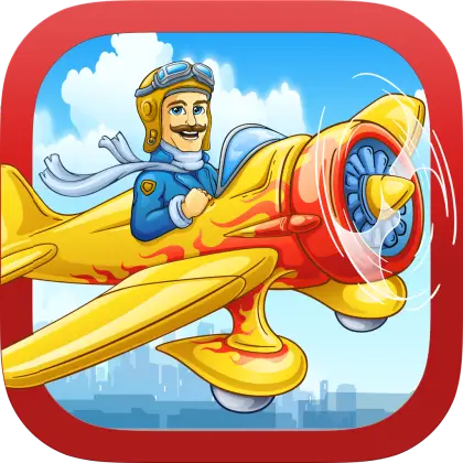 Cartoon Pilot with Yellow Airplane