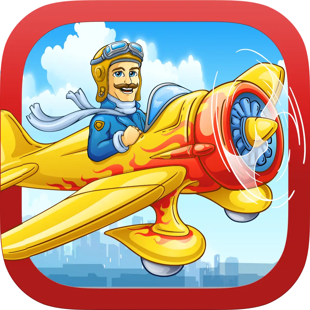Cartoon Pilot with Yellow Airplane