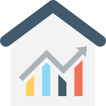 House with Bar Chart Depicting Growth and Investment