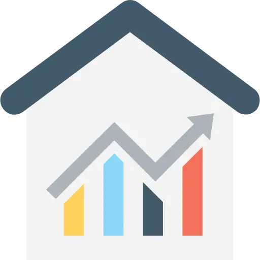 House with Bar Chart Depicting Growth and Investment