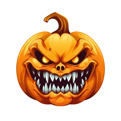 Terrifying Halloween Pumpkin with Angry Expression