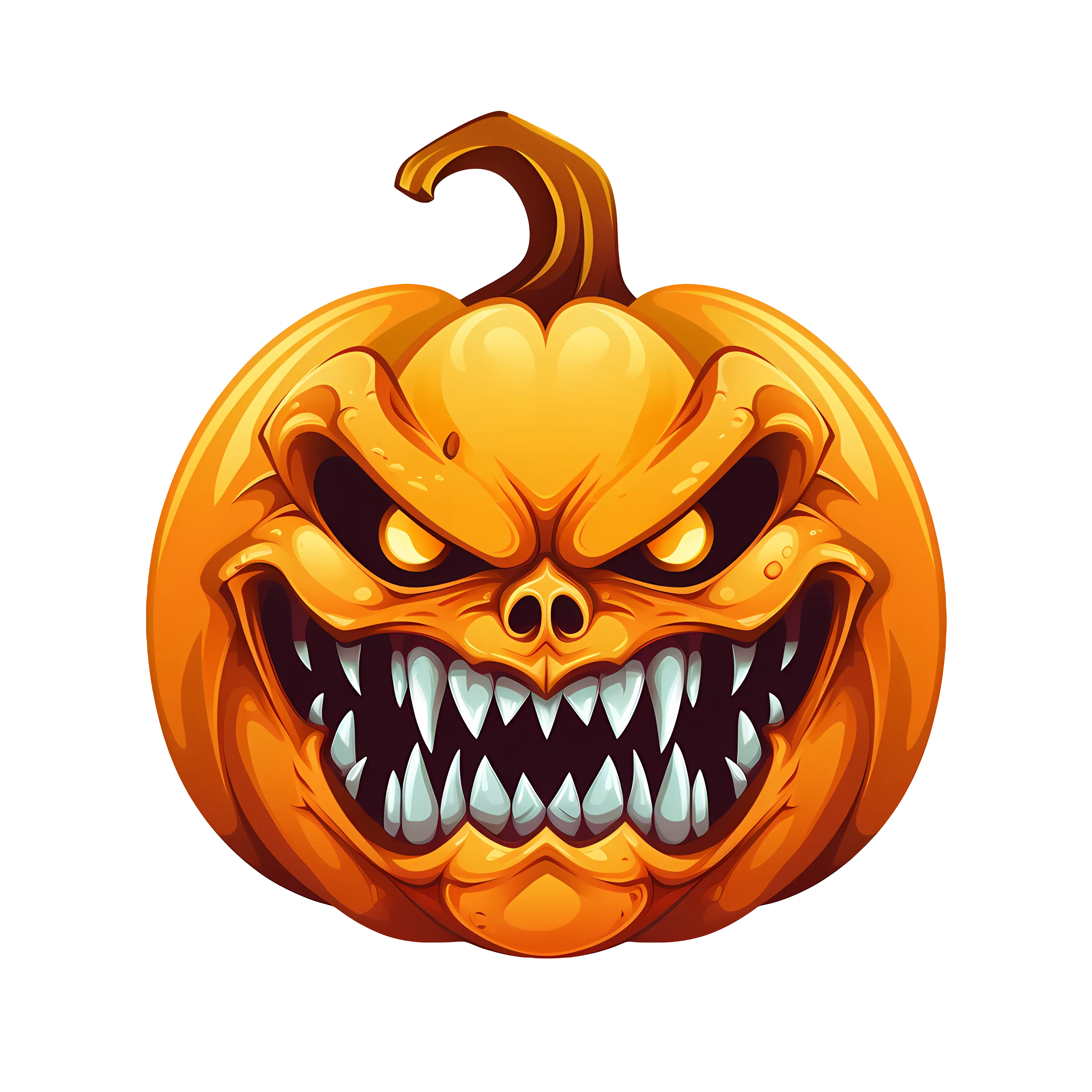 Terrifying Halloween Pumpkin with Angry Expression