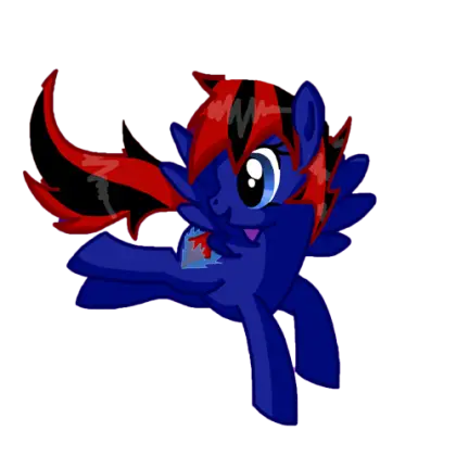 Blue Cartoon Pony with Red Mane