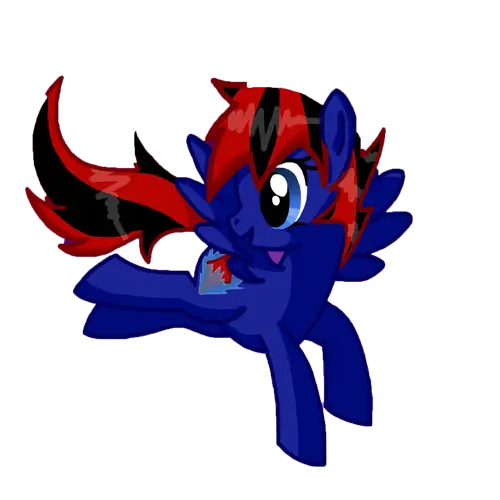 Blue Cartoon Pony with Red Mane