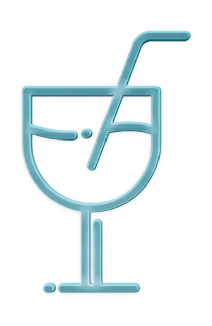 Blue Neon Drink Glass Icon with Straw