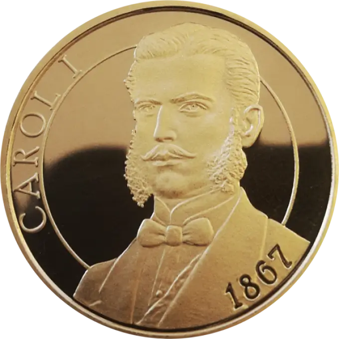 Historical Golden Coin Design with Caroli I
