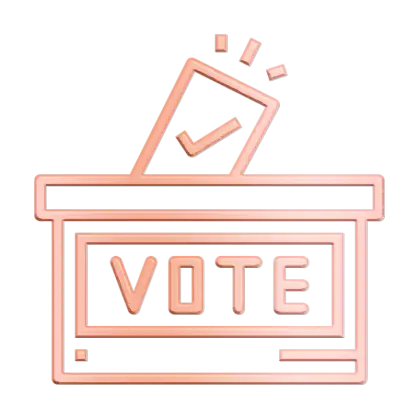 Rose Gold Vote Box Icon for Elections and Participation