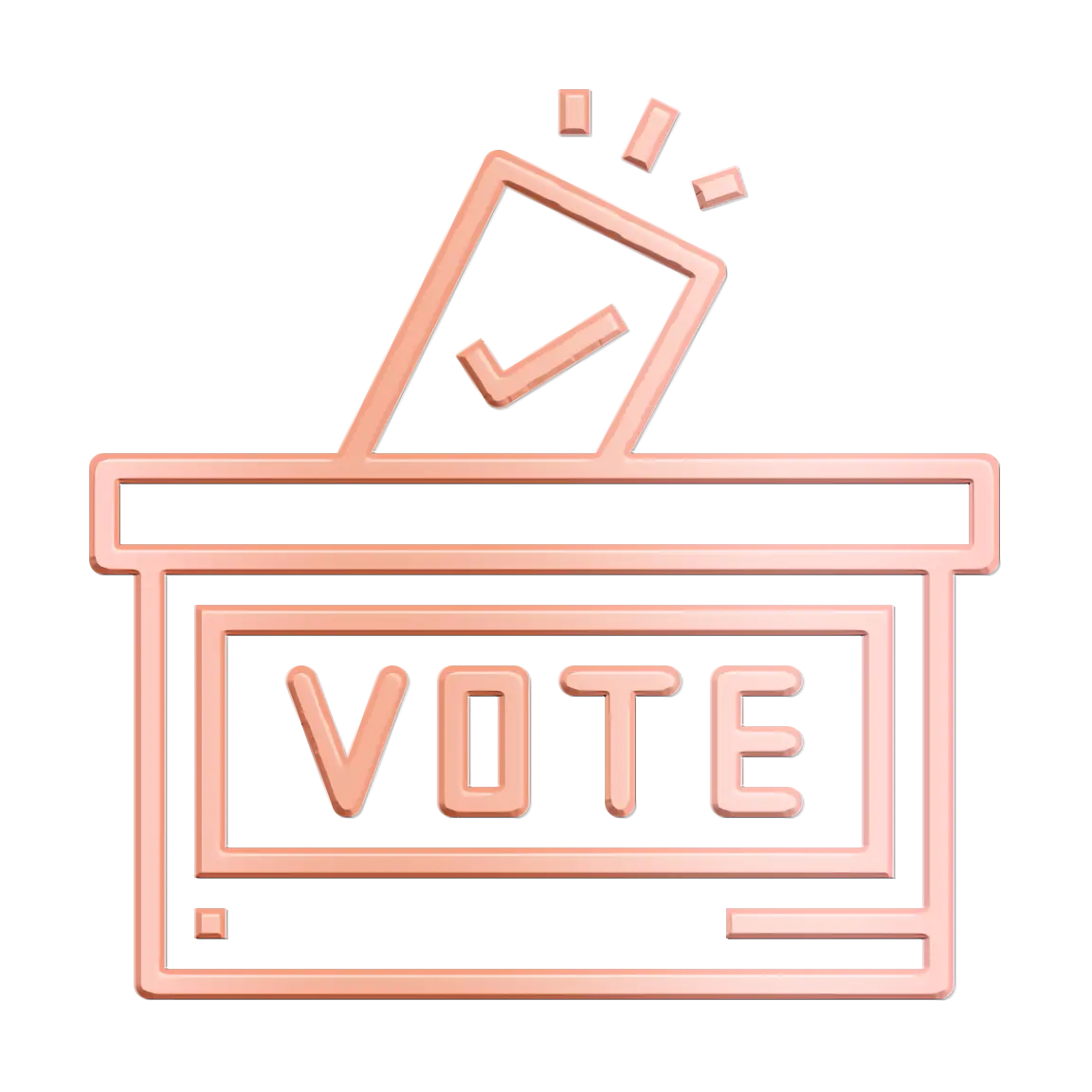 Rose Gold Vote Box Icon for Elections and Participation