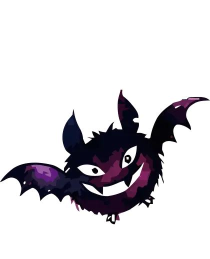 Cartoon Bat with Purple Wings